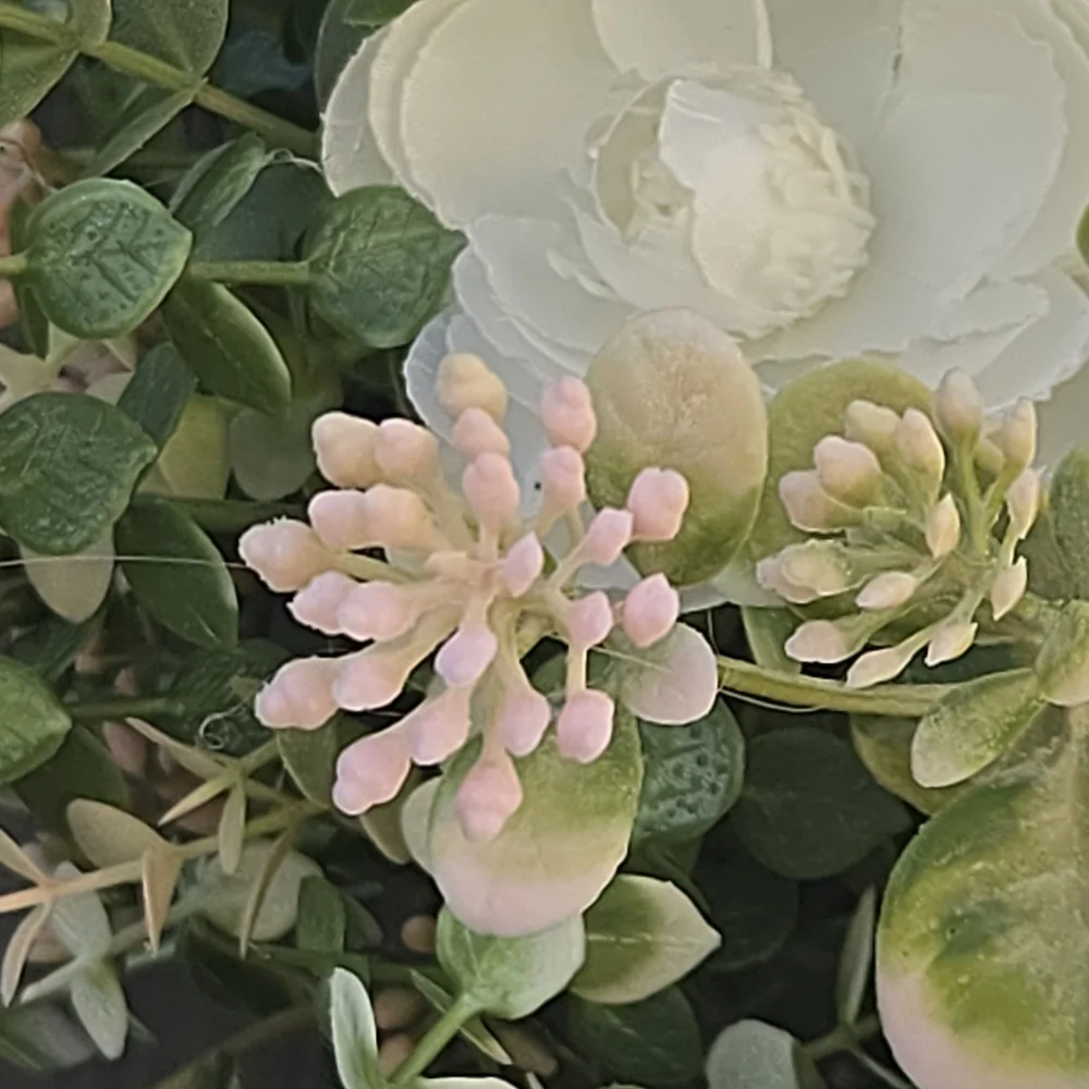 Handmade Cottage Style Elegant Pink and White Floral Wreath